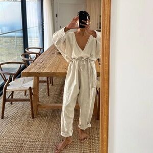 NWT - Avy & Co Natural Linen Jumpsuit